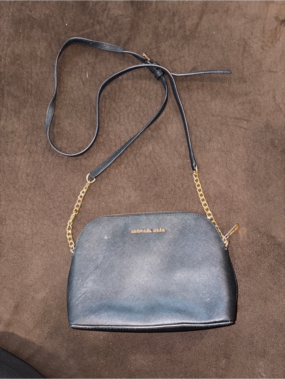 Michael Kors Black Crossbody With Gold Chain Accent